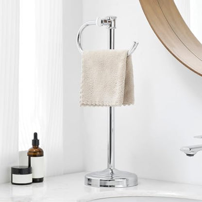 17 Inch Polished Chrome Stand Towel Bar Hanger Hand Towel Bar Bathroom Vanity Countertop Towel Holder Free Standing Stainless Steel Towel Ring Hardware Accessories Towel Rack - color: Polished Chrome