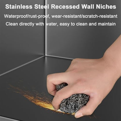 Stainless Steel Medicine Cabinet, Recessed Bathroom Niche with Glass Door, Hidden Tampon Storage Holder Wall Niche, Embedded Shower Caddy Organizer Bathroom Insert Shelf - size: Style 1