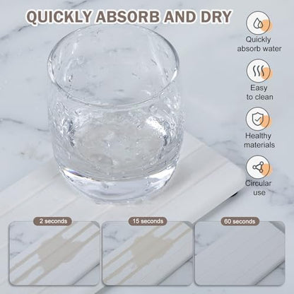 4PCS Stone Drying Tray for Bathroom Sink and Kitchen Counter, Fast Drying Diatomite Stones Soap Trays, Diatomaceous Coaster, Vanity Trays, Water Absorbing Stone Tray for Sink - color: White 4stripes