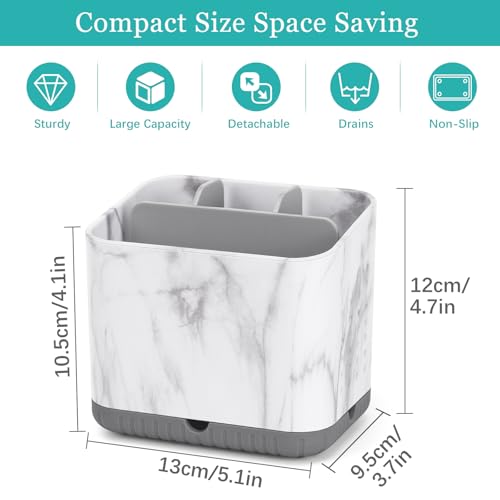 PARKMANI Toothbrush Holders for Bathrooms, Tooth Brush Holder for Bathroom Countertop Organizer, Kids Electric Toothbrush and Toothpaste Holder (Grey Marble Grain) - color: Grey Marble Grain