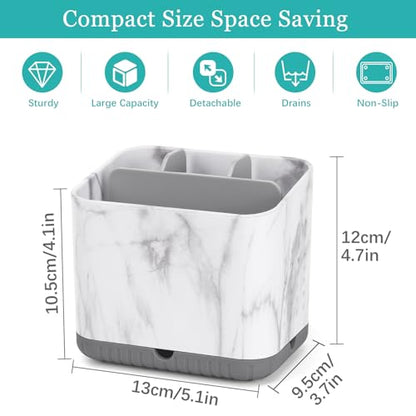 PARKMANI Toothbrush Holders for Bathrooms, Tooth Brush Holder for Bathroom Countertop Organizer, Kids Electric Toothbrush and Toothpaste Holder (Grey Marble Grain) - color: Grey Marble Grain