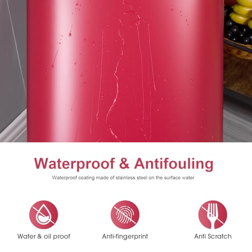 FDW Garbage Can 13 Gallon 50 Liter Kitchen Trash Can for Bathroom Bedroom Home Office Automatic Touch Free High-Capacity with Lid Waste Bin - color: Red, style: Plastics