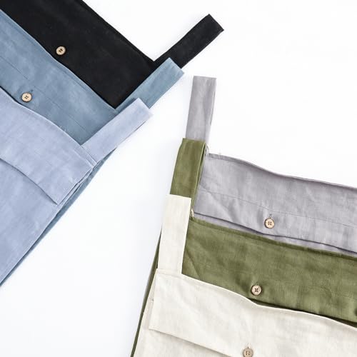Linen Hanging Laundry Bag, 100% Linen Over The Door Laundry Hamper with Buttons and Zipper, Space Saving Door Hampers for Laundry Dirty Clothes Home Travel, Linen - color: Linen