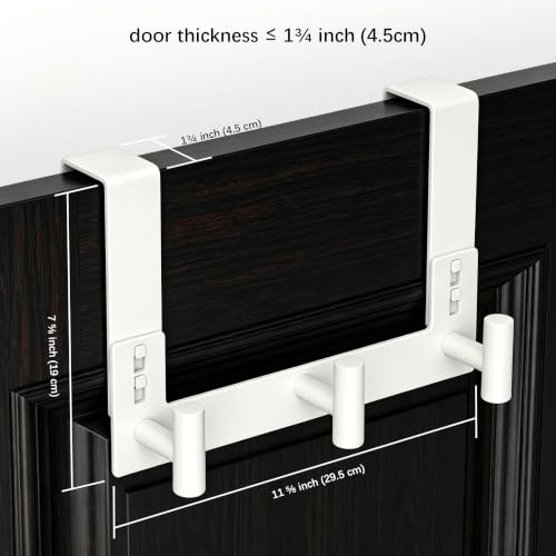 WUIVIUT White Over The Door Hooks, Stainless Steel-Heavy Duty Door Coat Hanger for Bathroom, Towle (3 Hook, Fits 1-3/4'' Thick) - size: T Shape 3 Hook, White