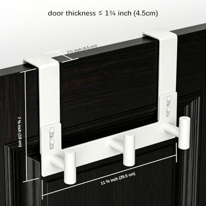 WUIVIUT White Over The Door Hooks, Stainless Steel-Heavy Duty Door Coat Hanger for Bathroom, Towle (3 Hook, Fits 1-3/4'' Thick) - size: T Shape 3 Hook, White