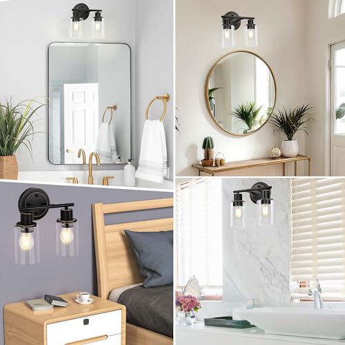 Oil Rubbed Bronze 2-Light Modern Vanity Light for Bathroom - 2-Light Oil Rubbed Bronze Bathroom Vanity Light Fixture, 2-Bulb Wall Sconce Over Sink - color: Oil-Rubbed Bronze, size: 2-Light