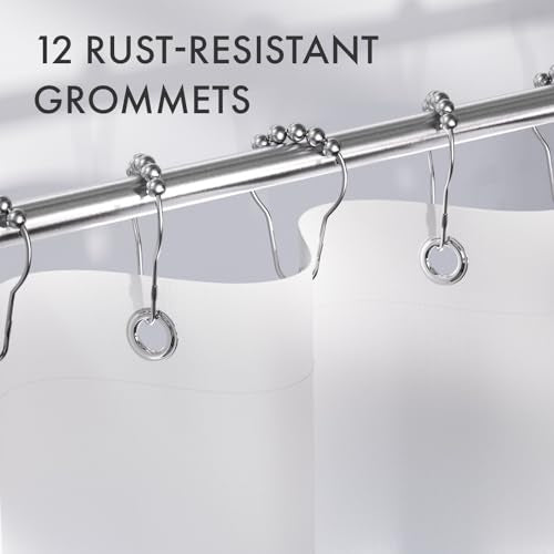 AmazerBath Shower Curtain, Cloth Ombre Blue Curtain Set with 12 Hooks, Washable Fabric Navy and White Curtain, Rustic Farmhouse Bathroom, 72x72 Inches - color: A- Blue Ombre +12 Metal Hooks, size: 72"W x 72"L (Pack of 1)