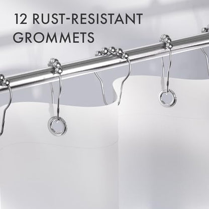 AmazerBath Shower Curtain, Cloth Ombre Blue Curtain Set with 12 Hooks, Washable Fabric Navy and White Curtain, Rustic Farmhouse Bathroom, 72x72 Inches - color: A- Blue Ombre +12 Metal Hooks, size: 72"W x 72"L (Pack of 1)