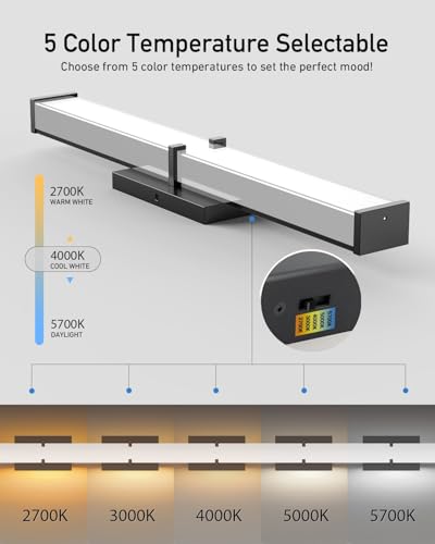 Modern 24IN Black Bathroom Vanity Light, 25W 2500 Lumen Dimmable, 5CCT, ETL Certified - size: 24IN 5CCT