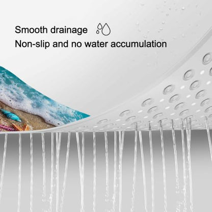 LNOND Summer Beach Bathtub Mat Non Slip, 40 X 16 Inch Tub Mat for Bathroom, Waves and Beach Bath Tub Shower Mat with Drain Holes and Suction Cups - color: Waves and Beach Bathtub Mat