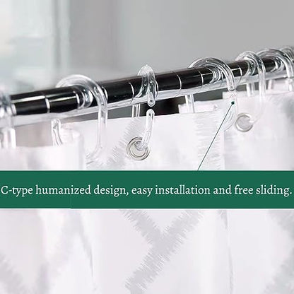 Resze 24 PCS Shower Curtain Hooks, Plastic Clear Shower Curtain Rings | Shower Hooks, BPA Free, Rust Proof Anti-Drop Shower Rings, Glide Smoothly Curtain Hooks for Bathroom Shower Rods Curtains - color: Clear, size: 24PC