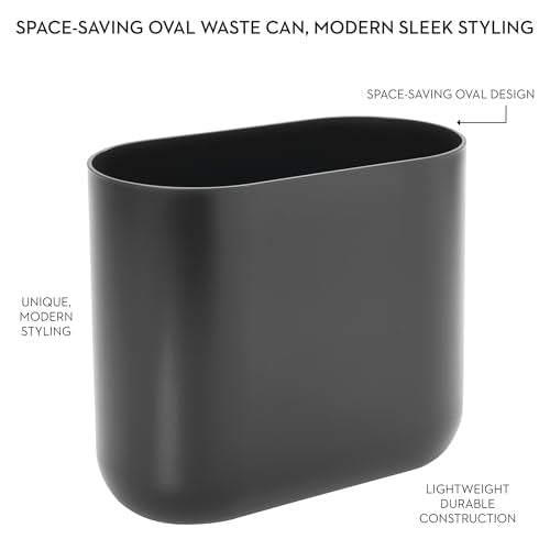 iDesign Small Slim Plastic Bathroom Trash Can, 2-Pack, Gray | Bedroom, Office, Desk, Dorm - color: Charcoal, style: Pack of 2