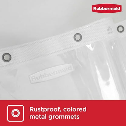 Rubbermaid Heavyweight PEVA Shower Curtain Liner with 5 Mesh Storage Pockets, Waterproof Shower Liner with Rustproof Metal Grommets, BPA-Free, 70 x 72 Inches, Clear with Grey Grommets and Pockets - color: Clear, size: 70"W x 72"L (Pack of 2), style: With