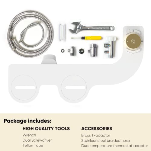 Revolution Plus (Warm Water). Bidet Attachment for toilet. Luxury design, Bidet sprayer for toilet, non electric, dual nozzle, feminine wash, self cleaning. Jerusalem Gold.