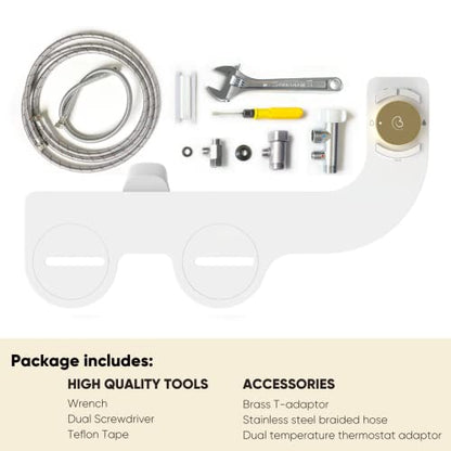 Revolution Plus (Warm Water). Bidet Attachment for toilet. Luxury design, Bidet sprayer for toilet, non electric, dual nozzle, feminine wash, self cleaning. Jerusalem Gold.