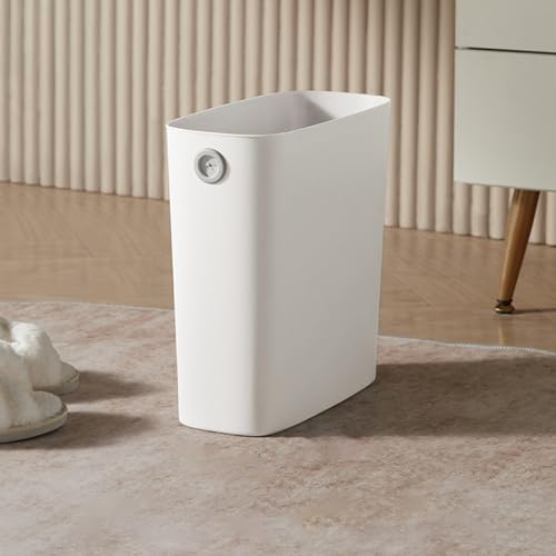 Agatige Small Trash Can, Pp Slim Open Top Narrow Garbage Container Bin Wastebasket Garbage Can with Fixing Holes for Bathroom Office Bedroom Kitchen (White) - color: white