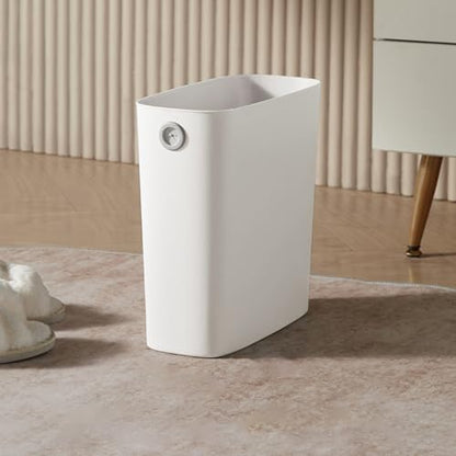 Agatige Small Trash Can, Pp Slim Open Top Narrow Garbage Container Bin Wastebasket Garbage Can with Fixing Holes for Bathroom Office Bedroom Kitchen (White) - color: white