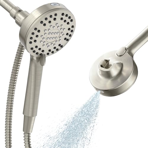 Magnetic Shower Head with Handheld Sprayer, High Pressure Handheld Shower Head with 6 Spray Modes, Nickel Finish - color: Nickel