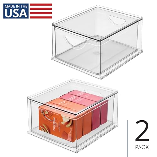 iDesign Stackable Storage Drawer, Set of 2, Clear | For Fridge, Pantry, or Under Sinks, Made in USA - style: Pack of 2