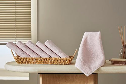 Ozdilek 6-Piece Washcloth Set 13x13 Towels 100% Turkish Cotton, Soft, Absorbent, Gentle on Sensitive Skin, Multi-Purpose Use, Washable, Reusable, Ideal for Baby Care & Spa 6 Towels (Mauve Pink) - color: Mauve Pink