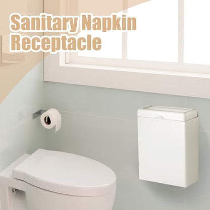 Tioncy 4 Pcs Sanitary Napkin Receptacle Wall Mounted,White | Stainless Steel Sanitary Napkin Disposal Bins, Discreet Tampon Container, Home Office Public Restroom Use - color: White