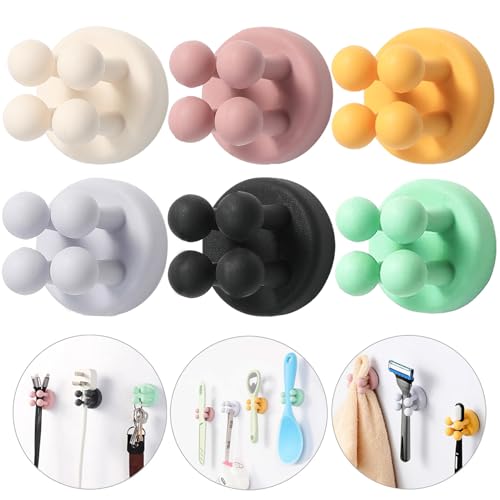 iBetterLife Silicone Toothbrush Holders for Bathrooms - 6Pcs Razor Holder for Shower Wall Mounted Self Adhesive Multifunctional Cute Hook for Kids Hanging Tooth Brush for Kitchen Living Room Office - color: Multicolor