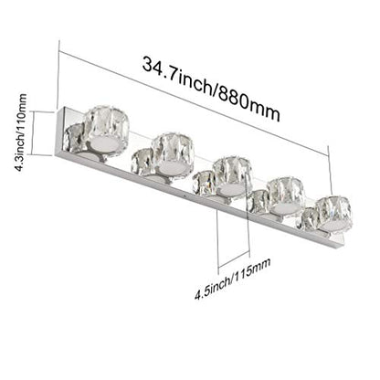 Aipsun 5 Lights Crystal Vanity Lights Modern LED Vanity Lights for Bathroom Vanity Lighting Fixtures Modern Bathroom Wall Light - size: 5 light