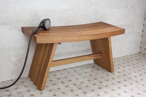 The Original 36" Asia Teak Shower Bench - A. Bench | Durable, Water-Resistant Teak, Shower Chair & Shaving Foot Rest, Indoor/Outdoor Use