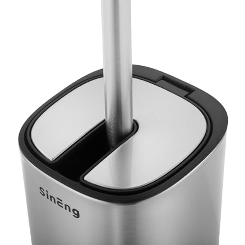 Toilet Brush and Holder Set Toilet Bowl Brush Stainless Steel Automatic Open lid Toilet Bowl Cleaner Brush with Durable Bristle Head Toilet Cleaning Brush for Bathroom - color: Stainless Steel