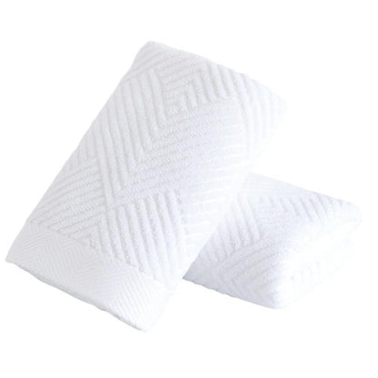 sense gnosis White Hand Towel Set of 2 Terry Striped Weave Pattern Ultra Absorbent Super Soft 100% Cotton Hand Towel for Bathroom 13 X 29 Inch - color: White