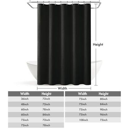 MIULEE W60*L84 Extra Long Linen Shower Curtain Black 10 Metal Hooks | Washable, Fabric Curtain Set, Waterproof Neutral Thick Cloth Shower Curtain, Bathroom Hotel Bathtub - color: Black, size: 60"W x 84"L (Pack of 1)
