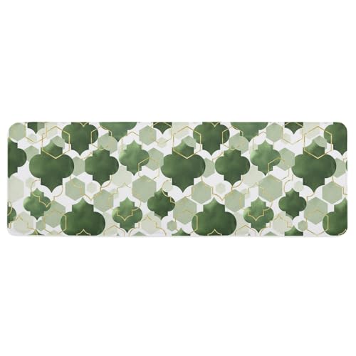 Libaoge Modern Geometric Kitchen Mat Rug 1 PCS Abstract Sage Green Ombre Runner Rug Anti-Fatigue Comfort Memory Foam Standing Mat Non-Slip Floor Door Mat for Bathroom Bedroom 18x47in - color: Sage Green, size: 1'6" x 3'11" (Rectangular)