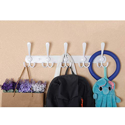 WEBI Coat Rack Wall Mount,Coat Hooks Wall Mount,Coat Hanger Wall,Wall Coat Rack,Hook Rack Rail,5 Triple Hooks for Hanging Coats,Jacket,Clothes,White,2 Packs - color: White, size: 2 Pack