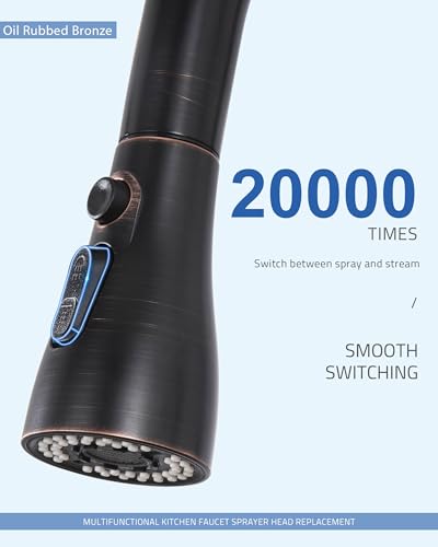 Kitchen Faucet Spray Head Replacement, Pull Down Sprayer with 15 Adapters | Pull Out Faucet Spray Nozzle, 3 Modes Stream/Spray/Strong Spray, DOE CEC Certified, Simple Installation, Oil Rubbed Bronze - color: Oil Rubbed Bronze