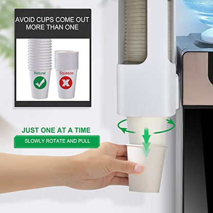Cup Dispenser, Water Cooler Cup Dispenser for 3oz-5oz Disposable Cups-White | Bathroom Cup Holder, Plastic Paper Cup Dispenser with Adhesive/Screw Mount for Office, Hospital, Bathroom - color: White