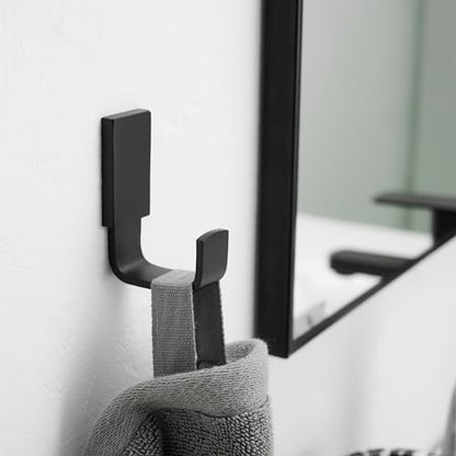 Brass Towel Hook, Bathroom Robe Coat Clothes Hook, Matte Black | Wall Mounted with Screws for Bathroom, Kitchen, Hotel, Garage, Laundry, Square Coat and Hat Hooks, Rustproof & High Quality - color: Matte Black, size: 1 Pack