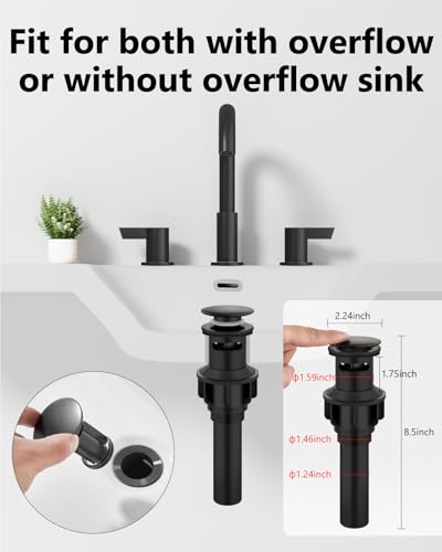 Oil Rubbed Bronze Bathroom Faucet 3 Hole, 8 Inch Widespread 2-Handle | SUS304 Stainless Steel, 2-Handle Control, Pop-Up Drain, Supply Lines and Mounting Hardware for 8-Inch Widespread Vanity Sinks - color: Oil Rubbed Bronze