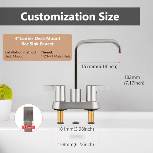 Brushed Nickel Waterfall Bathroom Faucet 4 Inch Centerset,2-Handle | Stainless Steel 3-Hole Deck-Mount Design Includes Supply Lines and Pop-Up Drain for a Complete Vanity Installation - color: Brushed Nickel