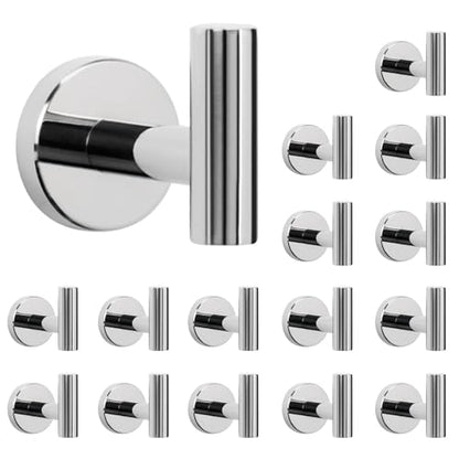 NearMoon Bath Towel Hooks- SUS 304 Stainless Steel Robe Hook Holder, Heavy Duty Coat Hook for Bathroom Livingroom Hotel Kitchen Garage, Wall Mounted (Chrome Finish, 16 Pack) - color: Chrome Finish, size: 16 Pack