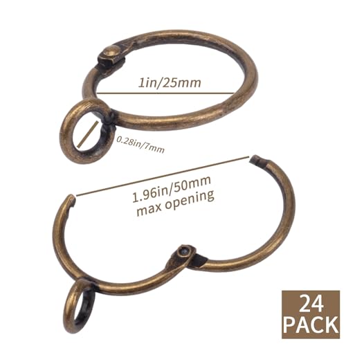 Openable Curtain Rings with Eyelets,1inch Heavy Duty Rustproof Metal Drapery Rings,Shower Curtain Rings 24pcs Bronze Zocang - color: Bromze, size: 1inch Inside Diameter