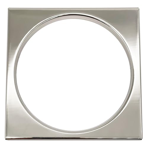 Westbrass R313-05 Square Brass Shower Tile with Round Strainer Grid Drain Cover and Crown Ring, Polished Nickel - color: Polished Nickel, size: 1-Pack
