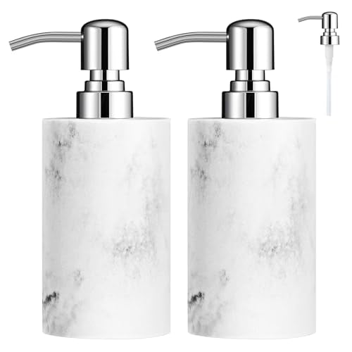 Luxspire Soap Dispenser, Cylinder-Shaped Soap Bottles, Gravel White, 2pack | 320ml Premium resin, modern cylindrical design easy clean pump, 2 bottles, multi-purpose liquid storage - color: Gravel White+gravel White