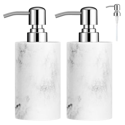 Luxspire Soap Dispenser, Cylinder-Shaped Soap Bottles, Gravel White, 2pack | 320ml Premium resin, modern cylindrical design easy clean pump, 2 bottles, multi-purpose liquid storage - color: Gravel White+gravel White