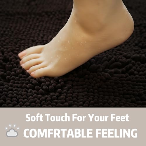 Bathroom Rugs Chenille, Extra Thick and Absorbent, Non-Slip, Machine Washable, Dry Quckily, Soft Cozy Plush, Used Under Shower Bathtub and Sink, Bath Mat Sets Coffee - color: Coffee, size: 20 x 32 inch + 20 x 20 inch (U-Shape)