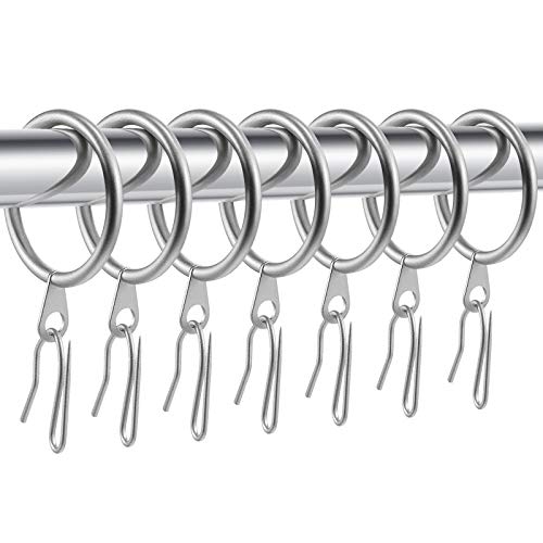 Hotop 30 Pcs Metal Drapery Curtain Rings 0.98/1.26/1.65 inch Interior Diameter and 30 Pcs Hanging Curtain Drapery Pin Hooks for Window Door Shower(Matte Silver,32 mm) - color: Matte Silver, size: 32 mm