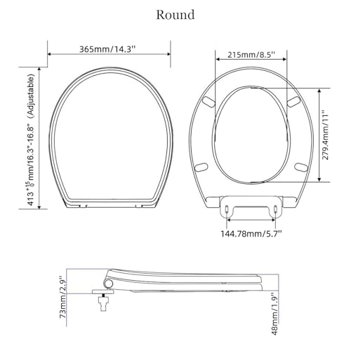 Hibbent Premium Round Toilet Seat with Cover Quiet Close, One-Click to Quick Release, Easy Installation Non-Slip Seat Bumpers, Slow Close Toilet Seat and Cover, Easy Cleaning-White Color - style: One-click Round 16.5"