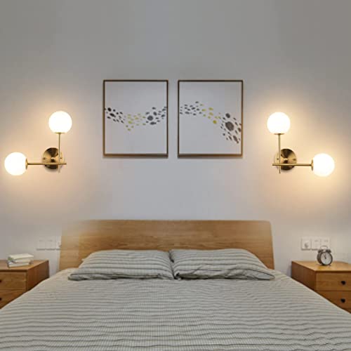 BYOLIIMA Gold Globe Wall Sconce, 7.5" W x 20" H, G9 Base, Compatible with LED or Halogen Bulbs, Perfect for Bathroom, Kitchen, Living Room, Home Office, Lobby, Bedroom - color: Gold