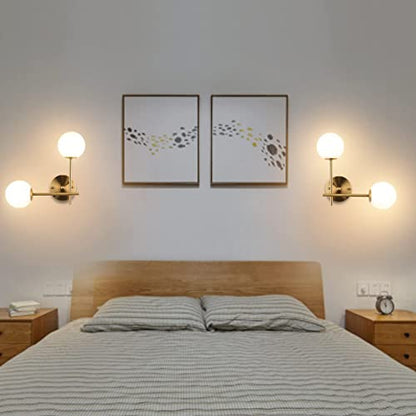BYOLIIMA Gold Globe Wall Sconce, 7.5" W x 20" H, G9 Base, Compatible with LED or Halogen Bulbs, Perfect for Bathroom, Kitchen, Living Room, Home Office, Lobby, Bedroom - color: Gold