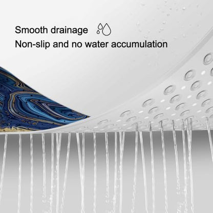 LNOND Marble Bath Tub Mat Non Slip, Extra Long 40 X 16 Inch Anti Slip Mat for Bathtub, Blue Luxury Marble Shower Mat with Drain Holes and Suction Cups, Machine Washable - color: Black Gold Marble