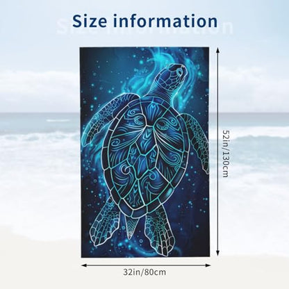 Artistic Sea Turtle Beach Towel Microfiber Sand Free Tribal Ocean Blue Towels for Adult Kids Quick Dry Ultra Absorbent Soft Pool Travel Swim Bath Shower Towel Gifts 52” x 32” - color: Beach Towel32